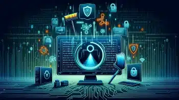 Wiper malware alert: threat escalates! 🚨💻 Dall·e 2024 02 15 16. 20. 31 design a feature image for an article on wiper malware. The visual should abstractly represent the concept of wiper malware without depicting any g