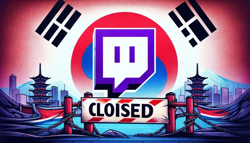 Twitch shutdown in south korea: endgame! 🚫🎮 Twitch shutdown in south korea: platform closure" is created, capturing the cessation of twitch's operations against the cultural and digital backdrop of south korea. This visual narrative combines the platform's identity with national symbols, evoking the community and cultural impact of the shutdown.