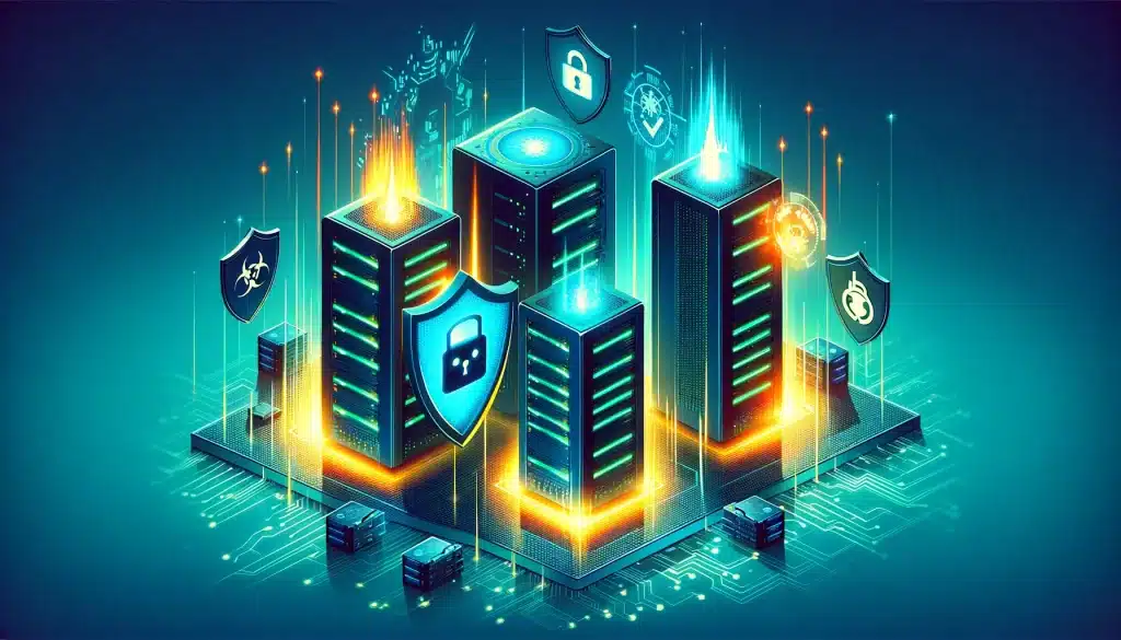 Noabot botnet: linux servers under siege! 🚨💻 Miraibased noabot botnet deploys cryptominer on linux servers" is crafted, highlighting the defense mechanisms against the botnet attack. It showcases linux servers being effectively protected by cybersecurity measures, with visuals that convey a sense of resilience and victory over the malicious threat. The design uses a color scheme that symbolizes security and stability, contrasting the darkness of the botnet challenge.