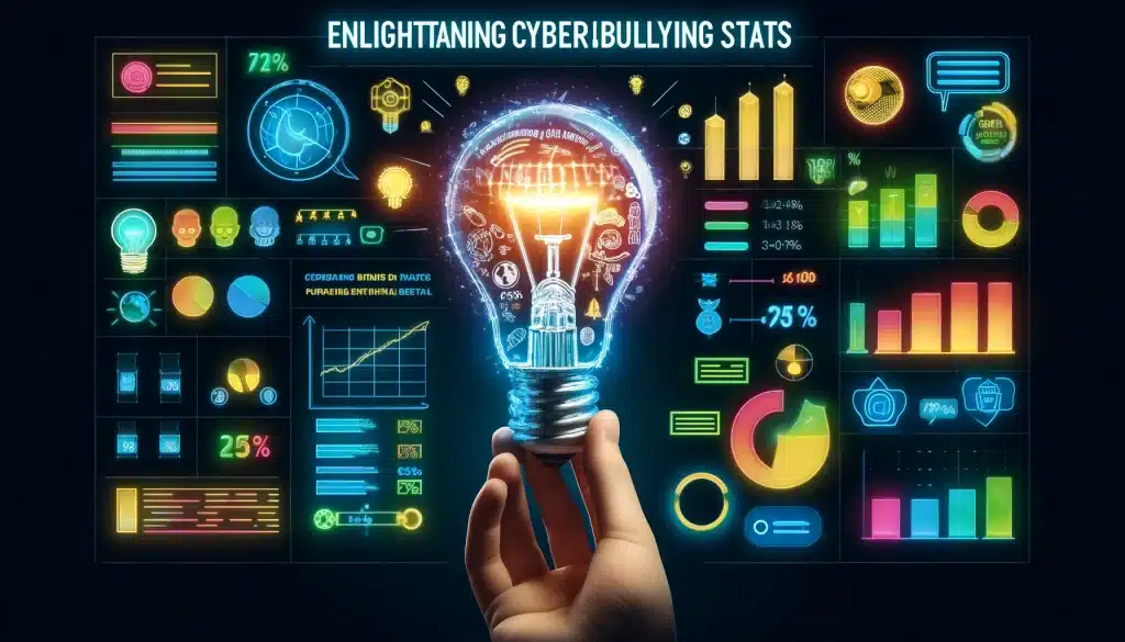 update: alarming cyberbullying statistics! 🚨💻 Dall·e 2024 05 15 09. 05. 19 create a feature image for the article titled enlightening cyberbullying stats. Visualize an illuminating infographic that highlights significant cy