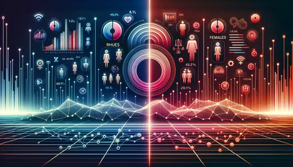 update: alarming cyberbullying statistics! 🚨💻 Dall·e 2024 05 15 09. 21. 21 create a feature image for the article titled online harassment by gender. Visualize a digital landscape where two sides show distinct experiences o