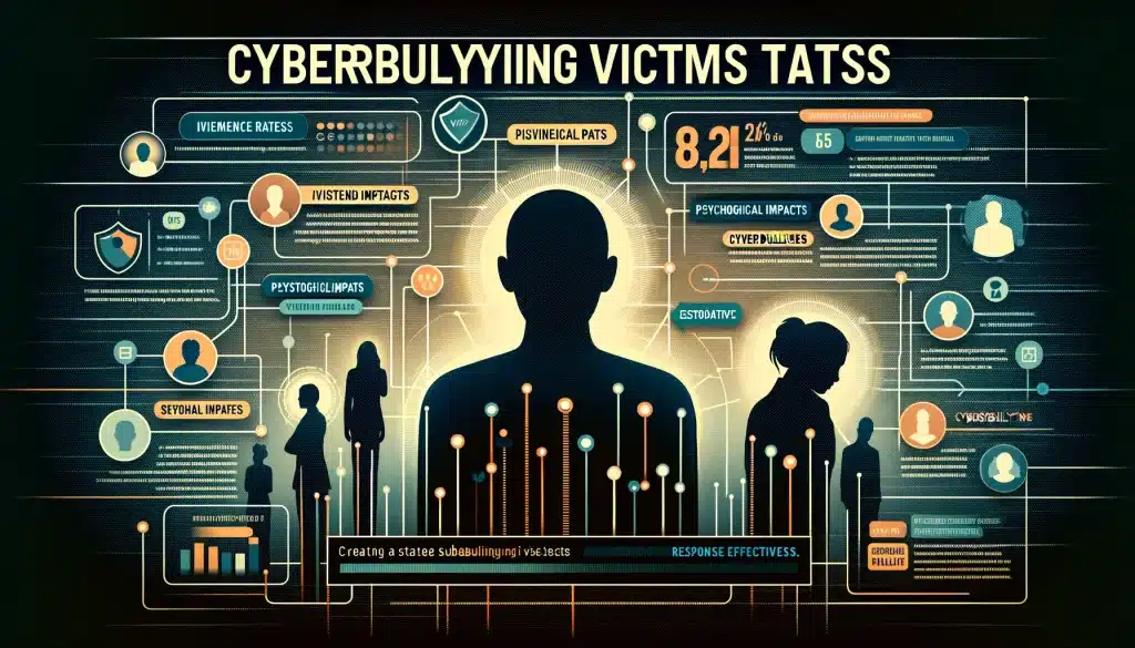 update: alarming cyberbullying statistics! 🚨💻 Dall·e 2024 05 15 11. 32. 34 create a feature image for the article titled cyberbullying victims stats. Visualize an impactful infographic that displays key statistics about cyb