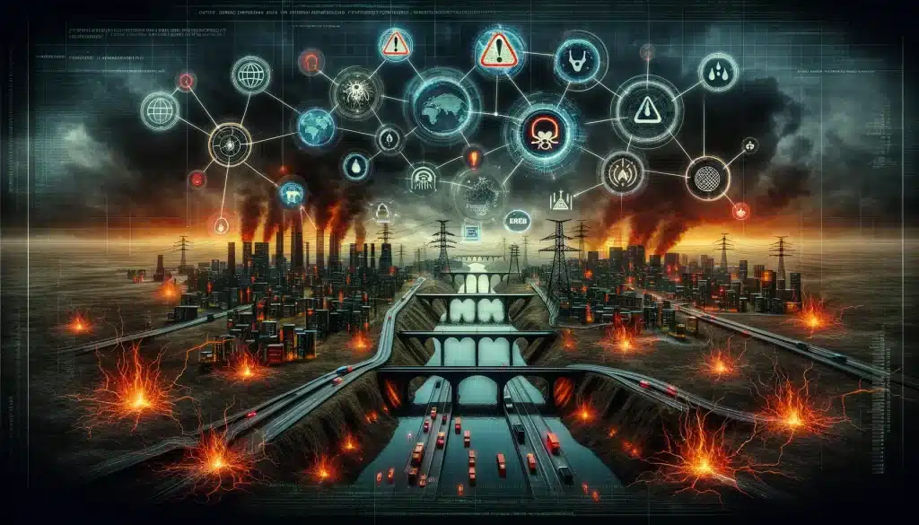 ransomware statistics: alarming trends revealed! 🚨🔐 Dall·e 2024 05 15 14. 31. 29 create a feature image for the article titled shifting targets infrastructure under siege. Visualize a digital landscape where key infrastructure e