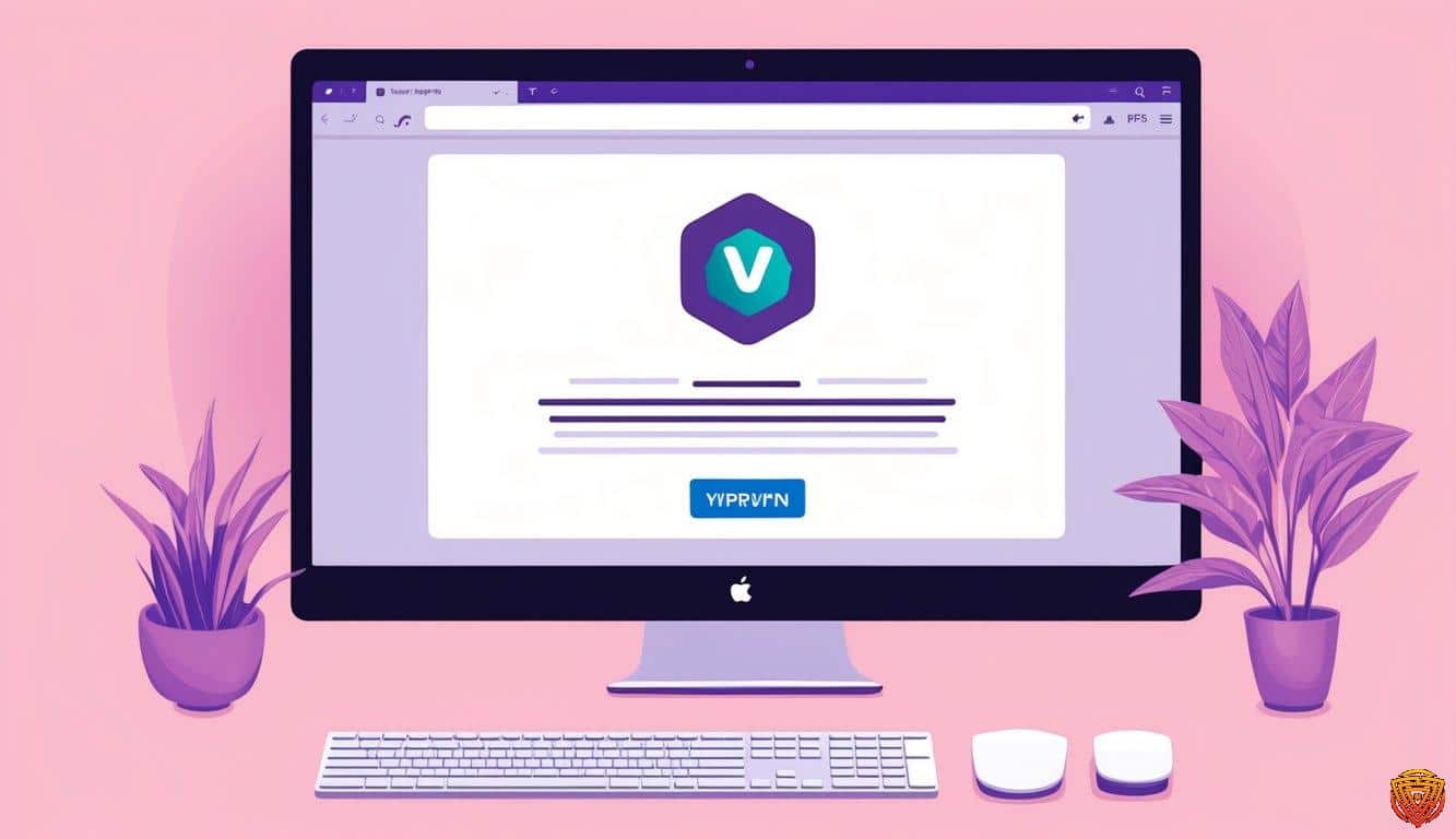 A computer screen with a browser open, showing the vyprvpn extension icon in the toolbar