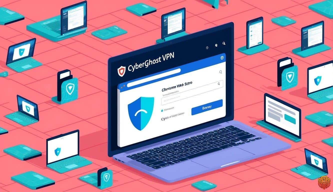 Cyberghost vpn chrome extension privacy illustration
