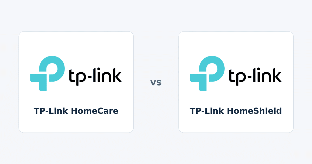 Tplink homecare and tplink homeshield official identities in a neutral sidebyside comparison