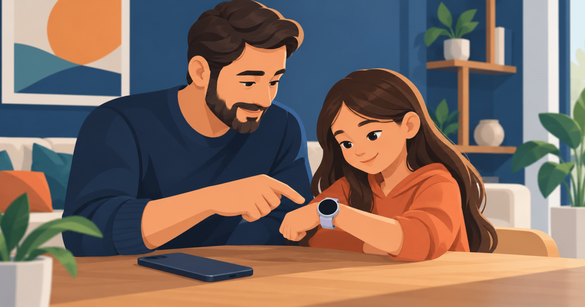 Parent and child agreeing when to use a watch