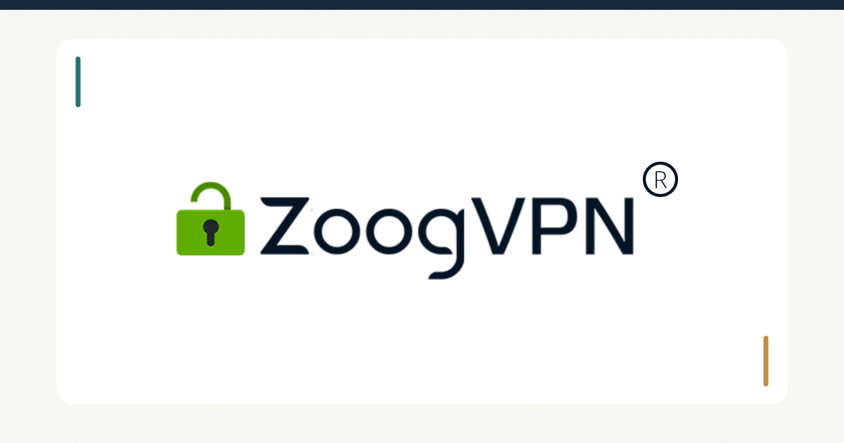 Official zoogvpn wordmark in impulsec's review cover layout