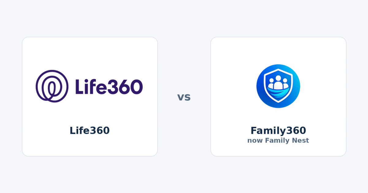 Life360 and family360 official identities in a neutral sidebyside comparison