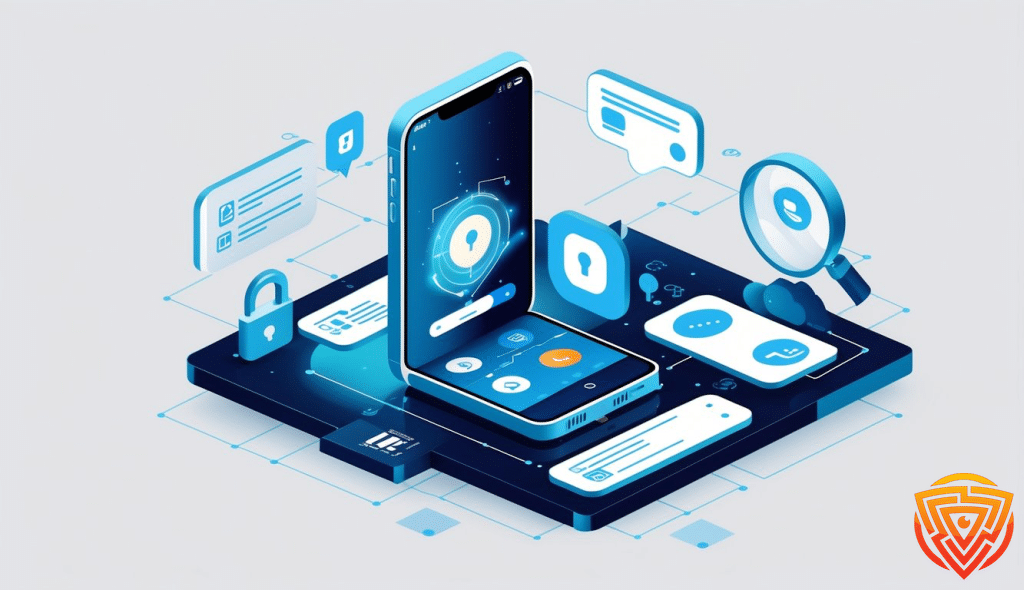 Digital security and mobile technology illustration