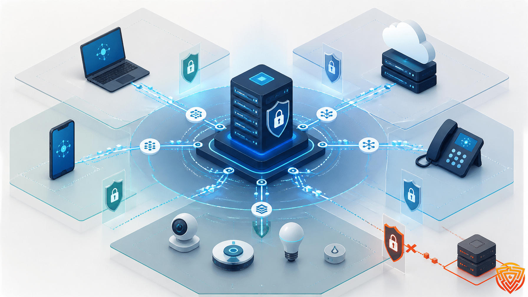 Secure dhcp server assigning network settings to connected business devices