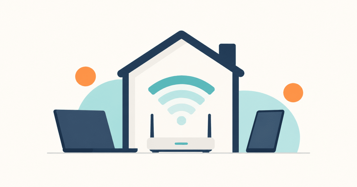 Conceptual illustration of home wifi and household devices