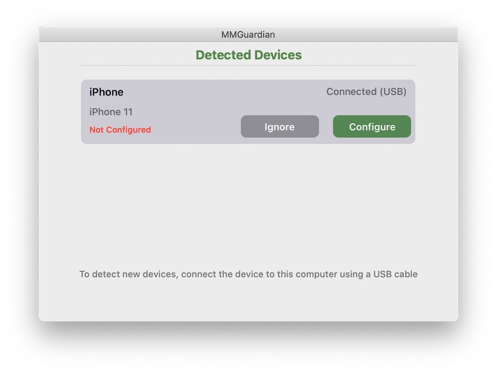 5 best parental monitoring apps for families () Mmguardian vendor example showing a child iphone selected in the macos sync app