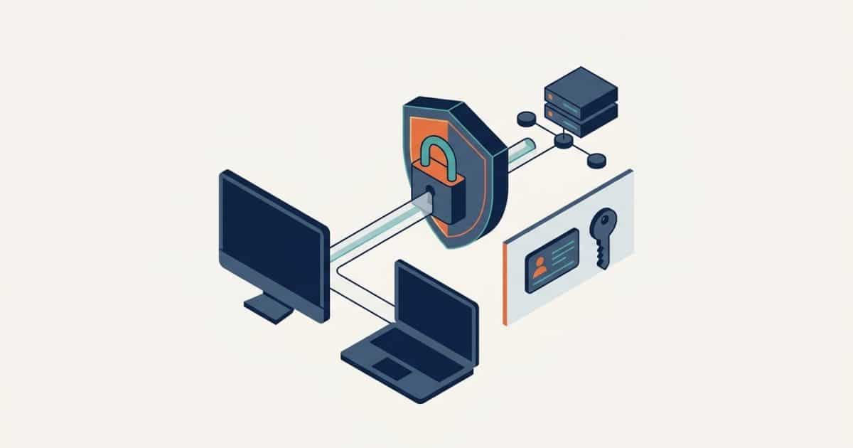 Illustration of a protected administrator connection to a remote desktop