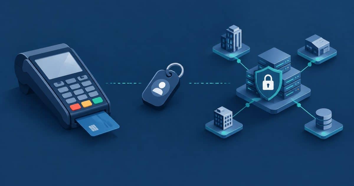 Illustration of a vendor identity connected to a retail payment network