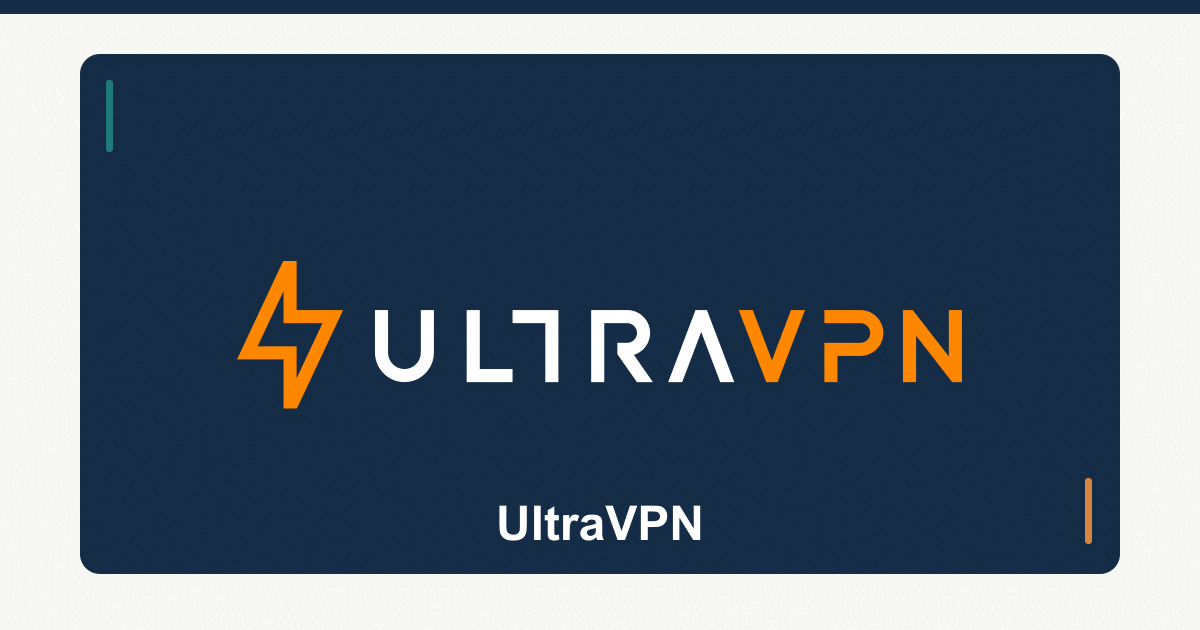 Ultravpn official logo on an impulsec review cover