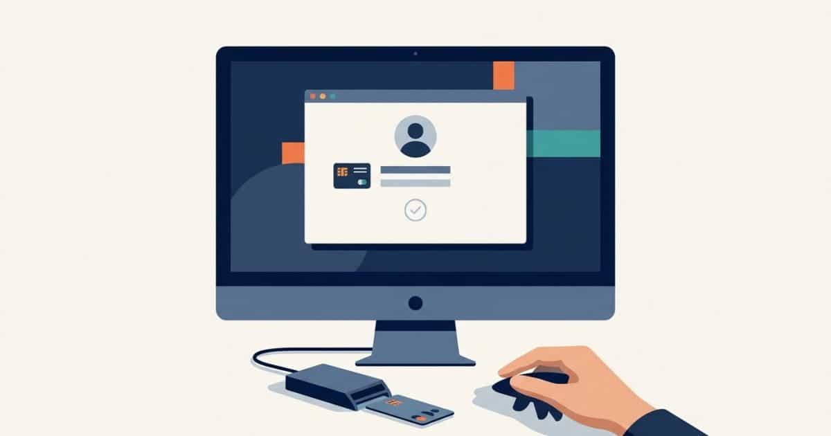 Illustration of a smart card, certificate and windows signin