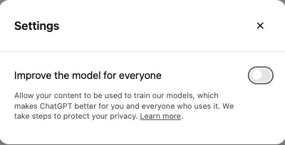 Parental controls for chatgpt: setup, privacy and study limits Openai documentation illustration of the improve the model for everyone setting switched off.